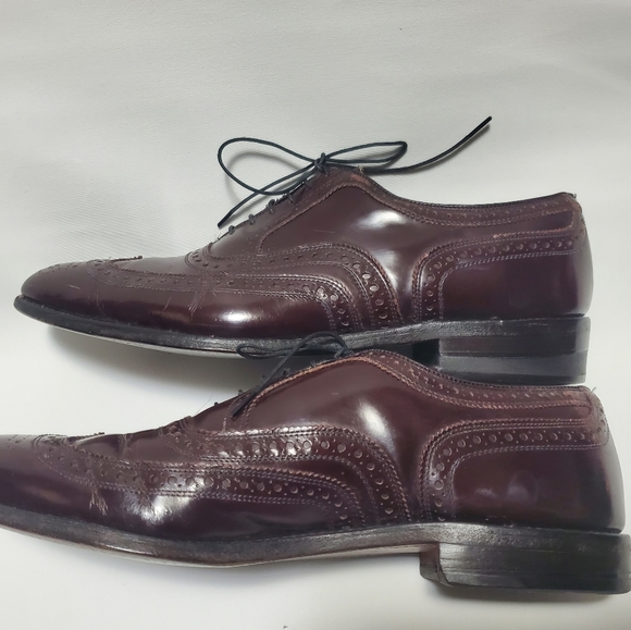 Men's Allen Edmonds McAllister 12.5 B Burgundy Oxford Wingtip Leather Shoes 6275 - Picture 8 of 11
